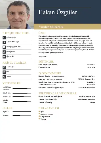 Yazılım Mühendisi Cv Örnekleri cv indir